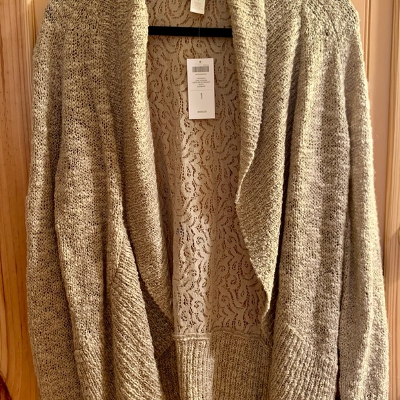 Chico’s Lace Back Sweater in Putty NWT - Picture 1 of 5